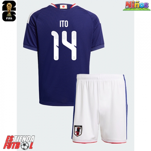 Japón Junya Ito #14 Primera Equipación Niños Mundial 2026 Manga Corta (+ Pantalones cortos)